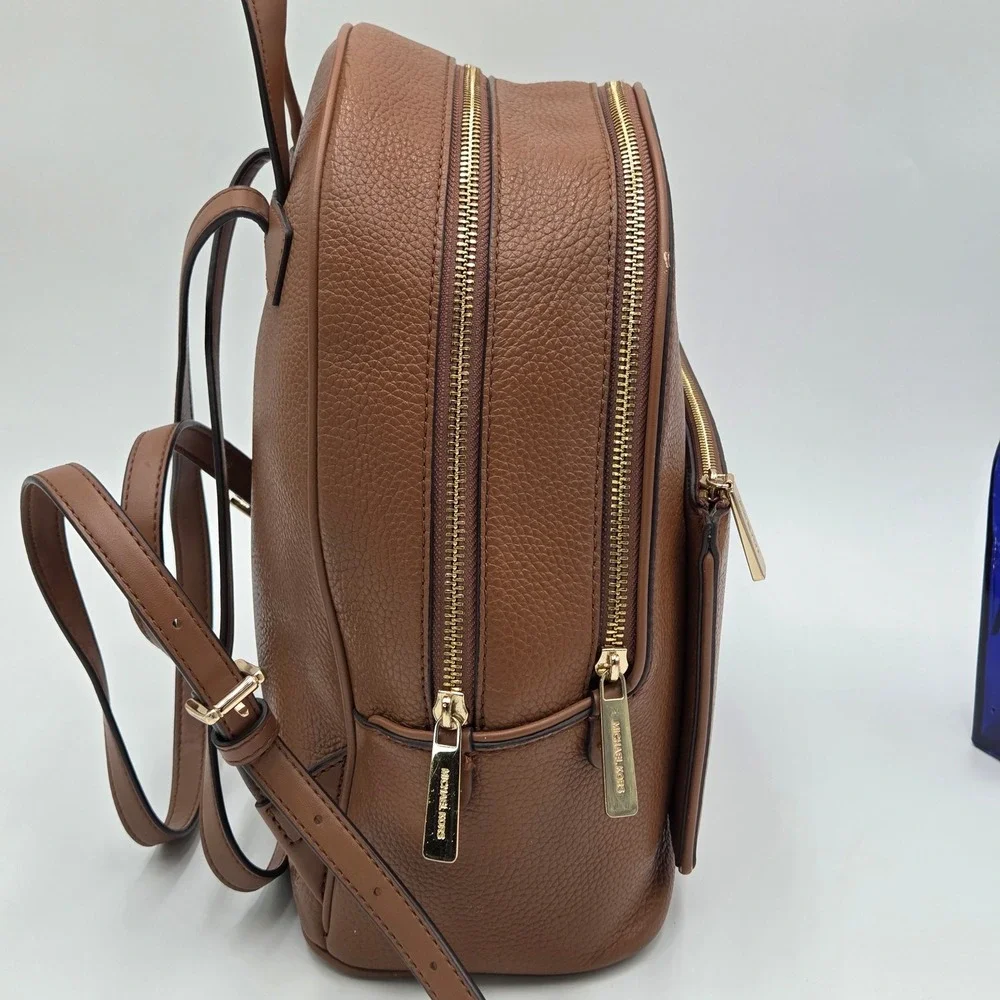 Michael Kors Adina Backpack Pebbled Leather Brown Medium Gold Hardwear Bag